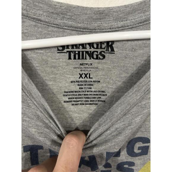 Womens Shirts Tops 2XL Gray Stranger Things Netflix Crew Graphic Short Sleeve - Picture 2 of 7